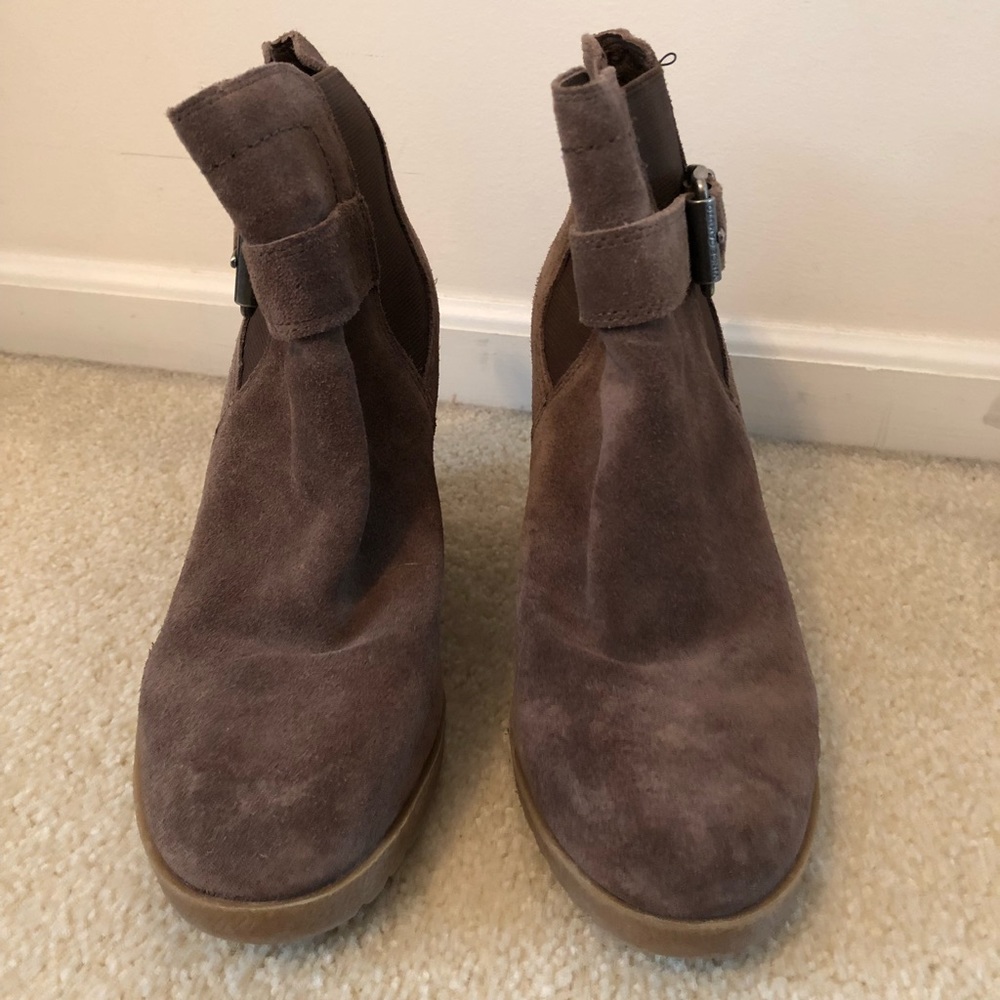 Vince Camino about 2 inch wedge dark taupe bootie